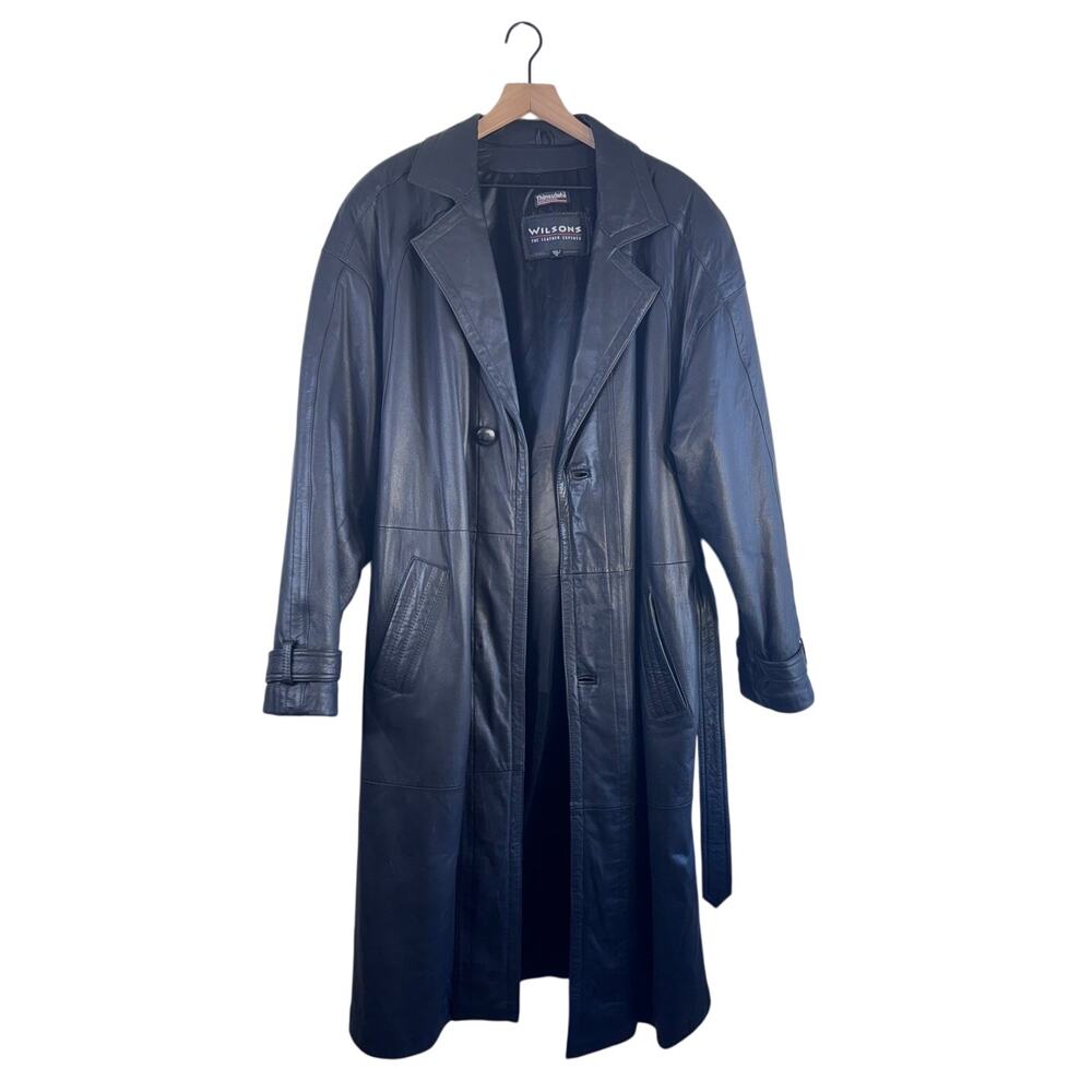 Wilsons 100% Leather Insulated Thinsulate Trench Black Coat M